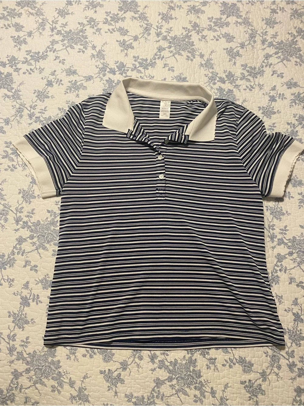 J.Crew Active Polo In Stripe Short Sleeve Top Size Large